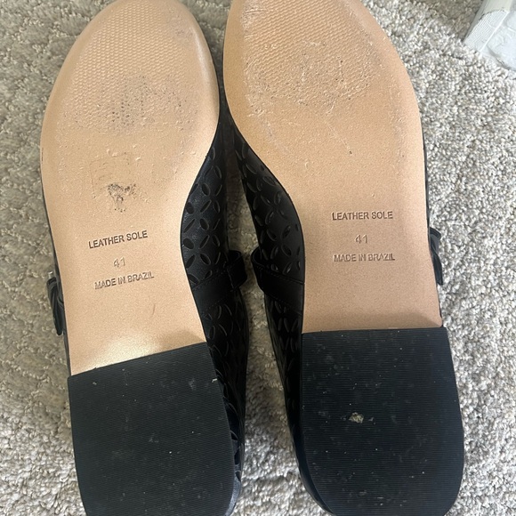 Anthropologie Black Laser-Cut Mary Jane Flats with Buckle - Picture 5 of 6